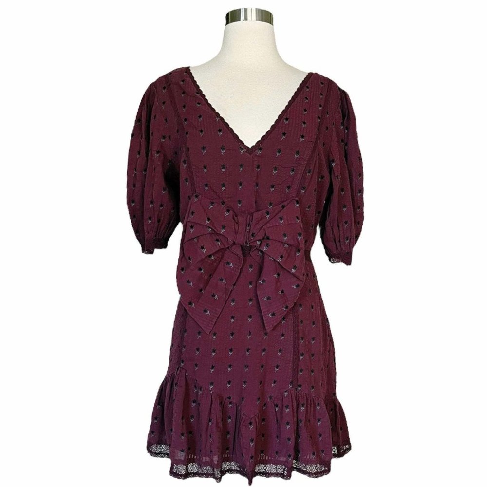 LoveShackFancy Lena Dress Burgundy